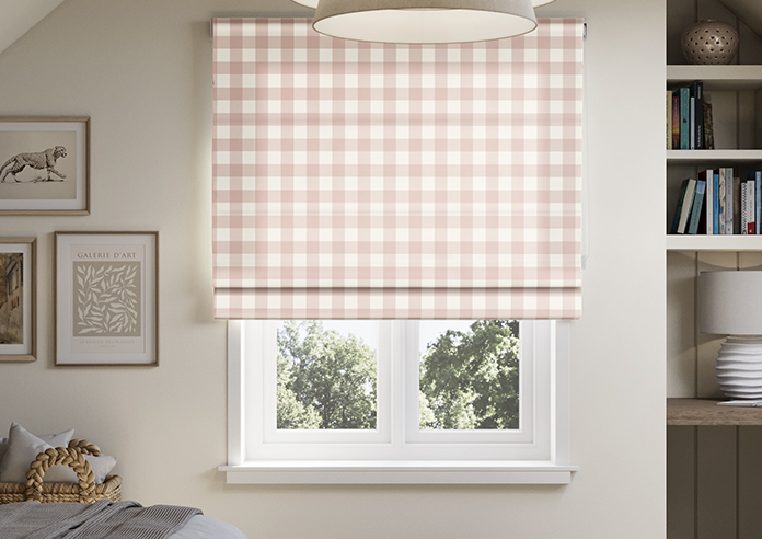 Gingham, Rosies Pink - Twist&Fit Roman Blind - Image 3